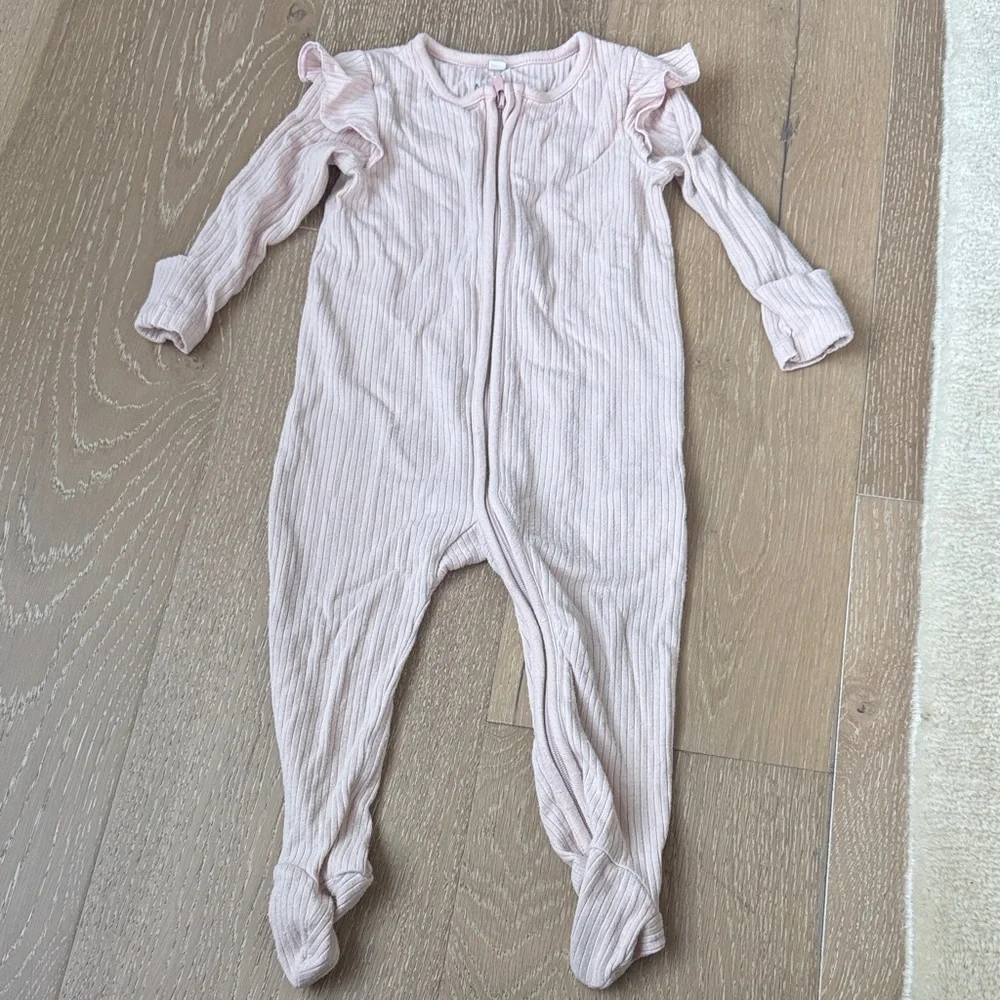 Mori Pink Footed One-Piece with Ruffle Shoulders